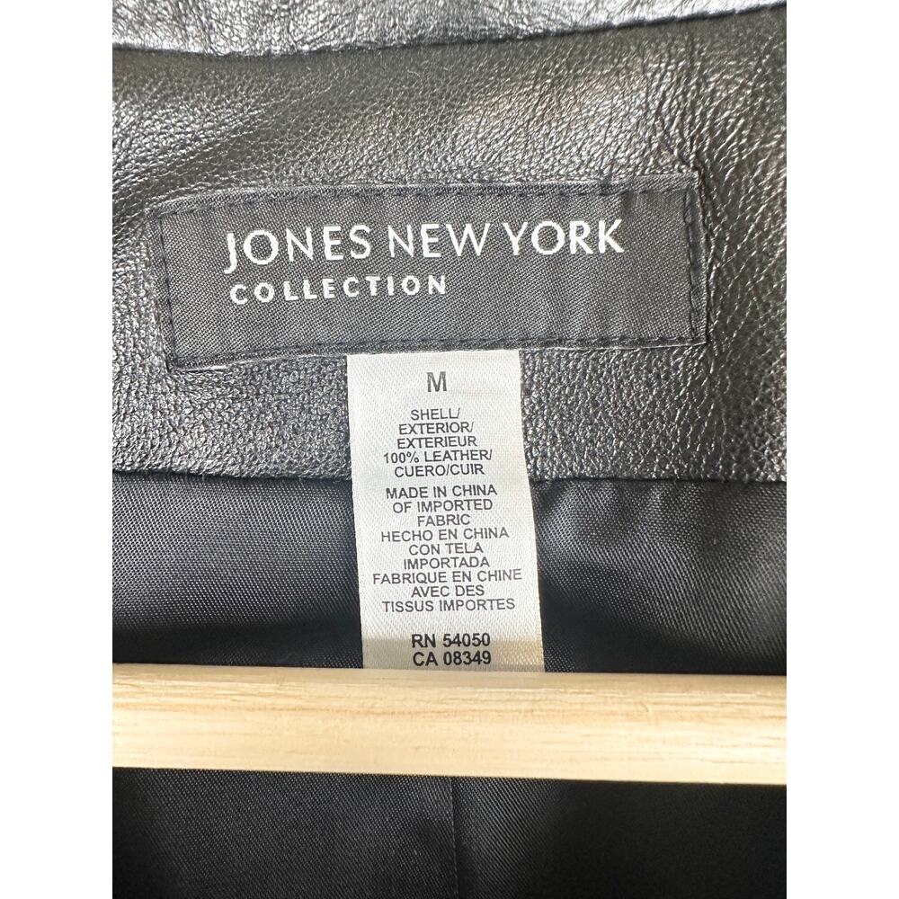 Vintage Y2K 100% Leather Black Blazer Two Button Up Minimalist Jacket Medium - Picture 5 of 12